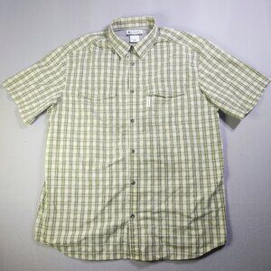 Columbia shirt sleeve shirt men's size XL greenish brown checkered pattern